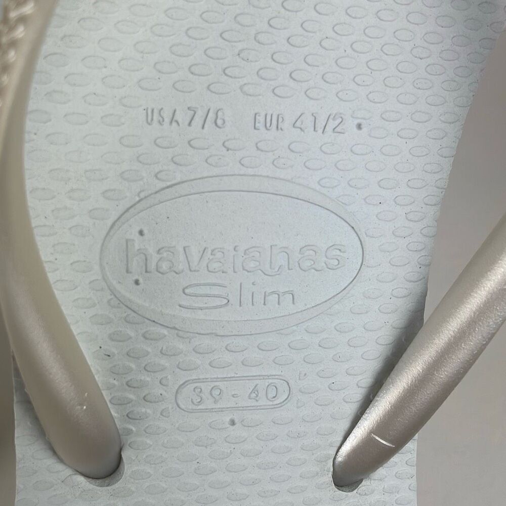 Havaianas Slim Flip Flop Sandals Pearl White 7/8 - Picture 7 of 7